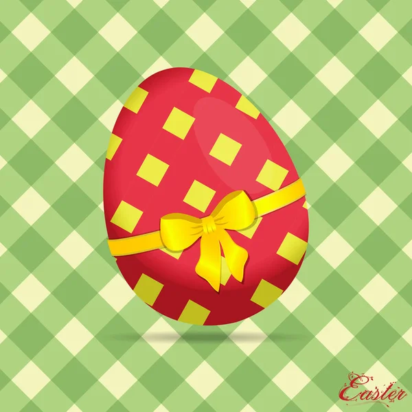 Crossed stripes Easter egg on green background with text — Stock Vector