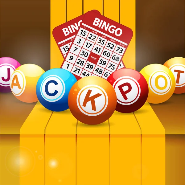 Jackpot bingo topları altın adımlar üzerinde — Stok Vektör