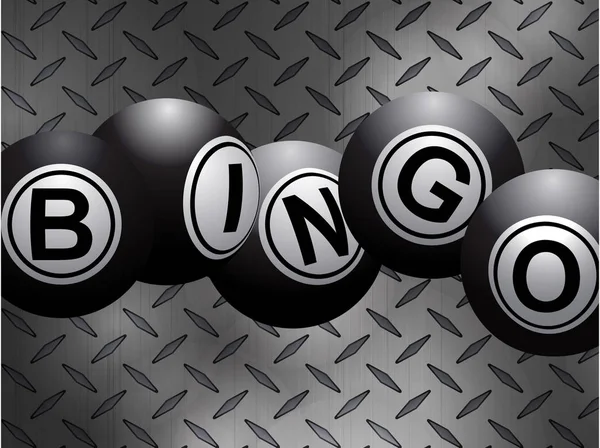 Metallic bingo balls over metal diamond plate background — Stock Vector