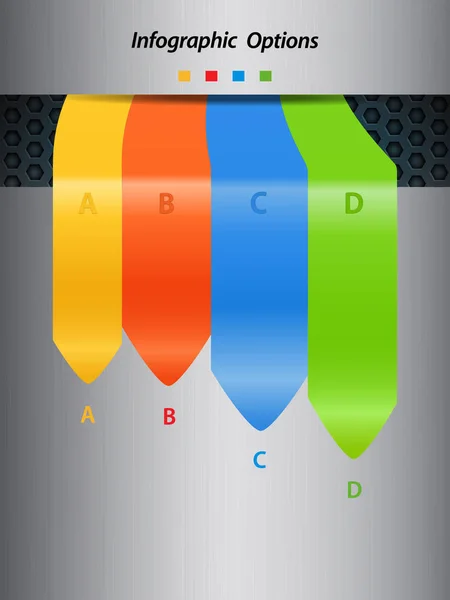 Flechas infográficas sobre fondo metálico retrato — Vector de stock