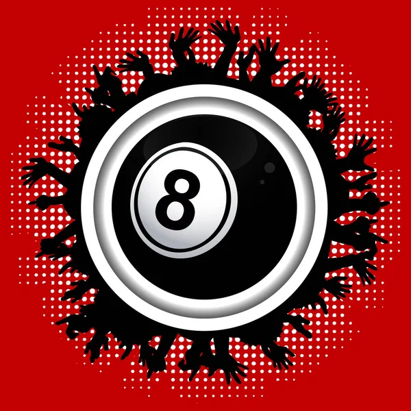 Number eight bingo lottery ball on crowd border — Stock Vector
