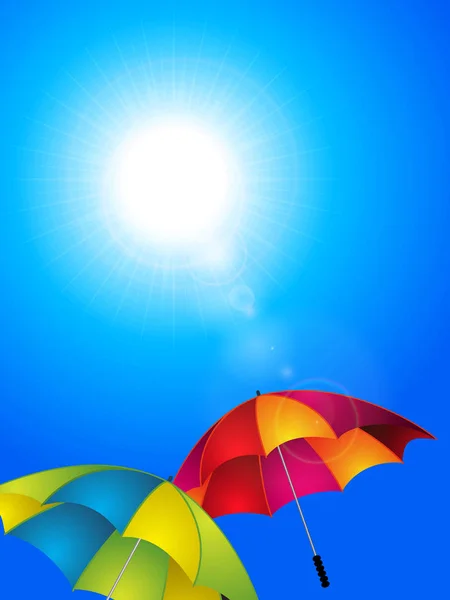 Sunny blue sky and umbrella background — Stock Vector