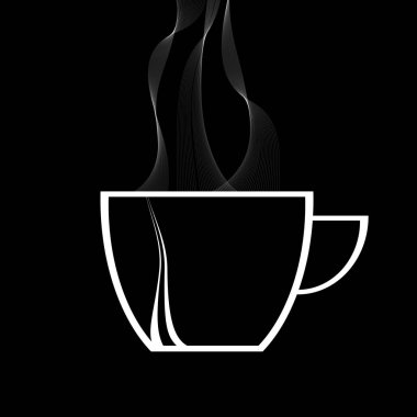 Buharlı kahve fincan beyaz siluet siyah