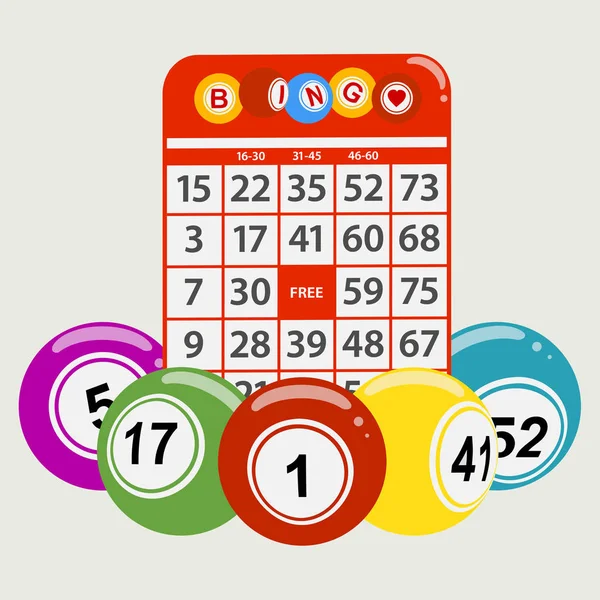 Drawning stílusú bingó labdák és háttér piros lapot — Stock Vector