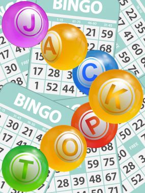 Bingo ikramiye topları kartları arka plan üzerinde