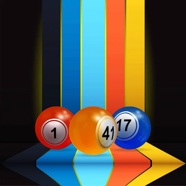 3D bingo lotteria sale su strisce verticali e scaffale — Vettoriale Stock