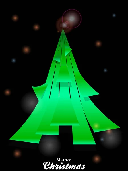 Arbre de Noël sur fond noir brillant — Image vectorielle