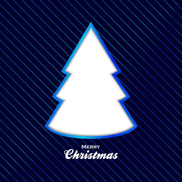 Noël fond bleu avec arbre découpé — Image vectorielle