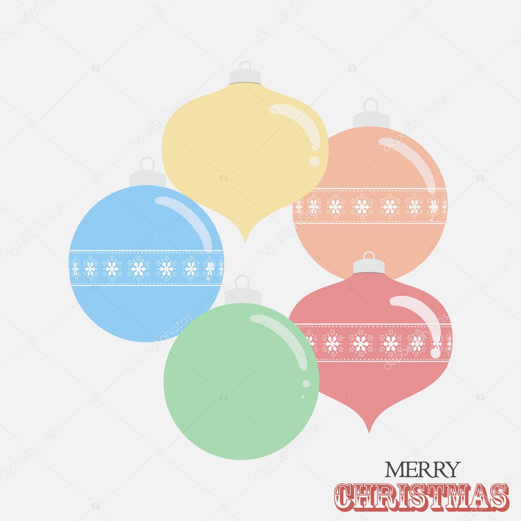 Christmas drawing style baubles and text on white
