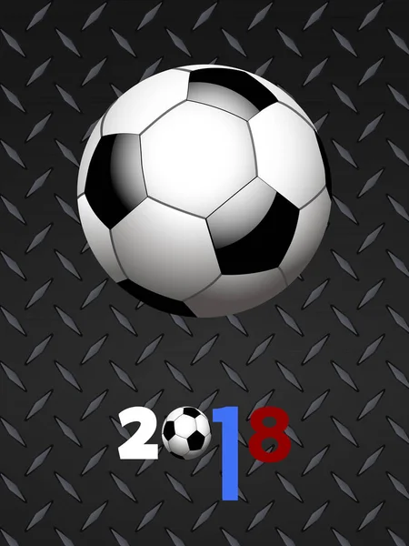 Soccer football and decorated 2018 over black metallic panel — Stock Vector