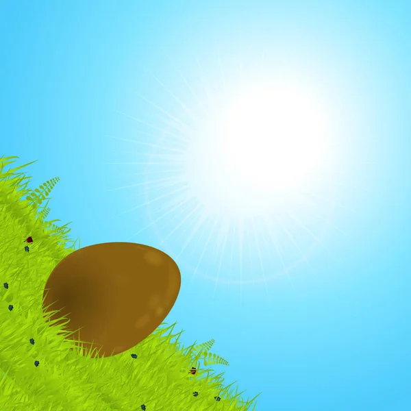 Huevo de Pascua de chocolate rodando por la colina — Archivo Imágenes Vectoriales