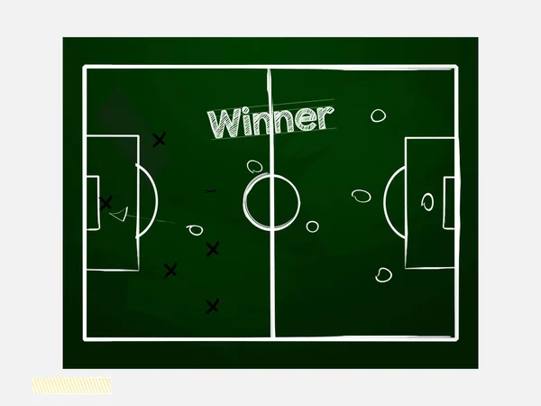 Ποδόσφαιρο Ποδόσφαιρο χέρι μαυροπίνακα σχεδίασης — Διανυσματικό Αρχείο