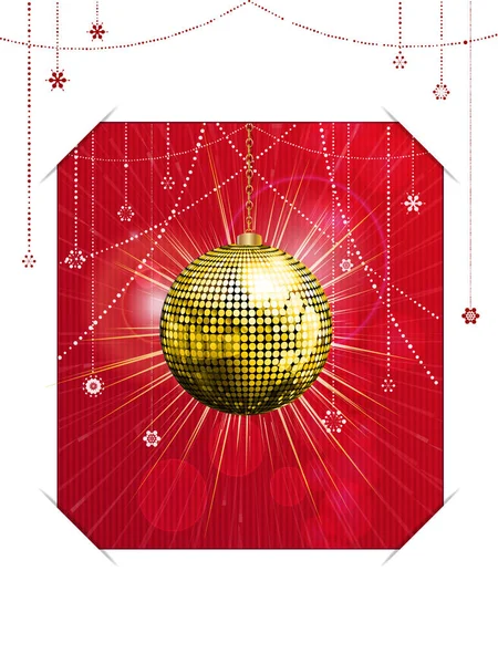 Christmas disco card in red — Stock Vector