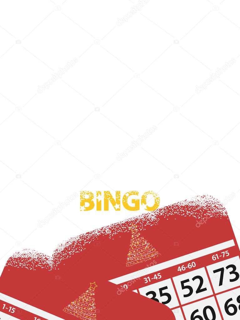 Christmas bingo cards and text on blank white background