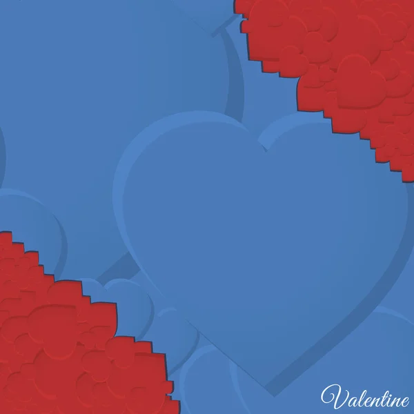 Valentine 3D corazones en blanco azul y rojo tarjeta — Archivo Imágenes Vectoriales