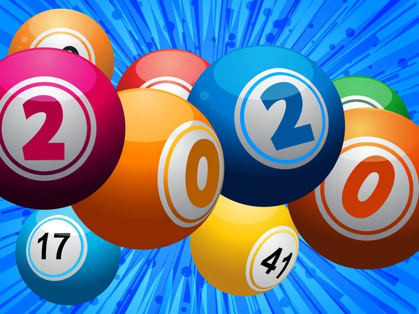 Twenty twenty bingo lottery balls on blue — Stock Vector