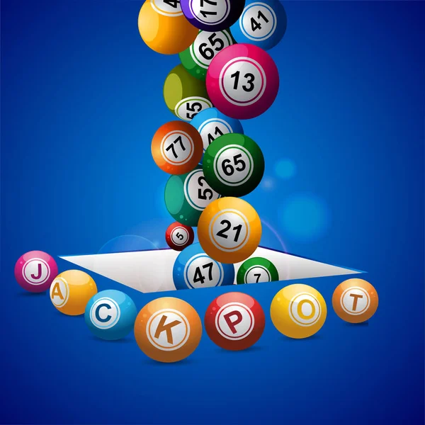 Jackpot bingo lottery balls falling in a hole — Stock Vector