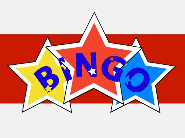 Bingo Texto Decorativo Sobre Trio Estrelas Painel Vermelho Fundo Branco —  Vetores de Stock