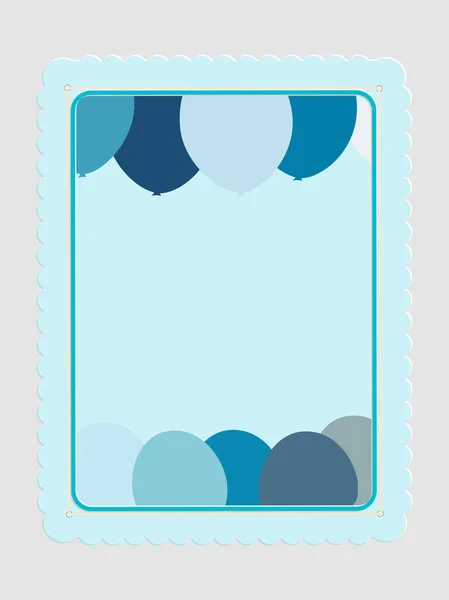 Cartão Azul Espaço Branco Cópia Com Balões Moldura Decorada Com —  Vetores de Stock