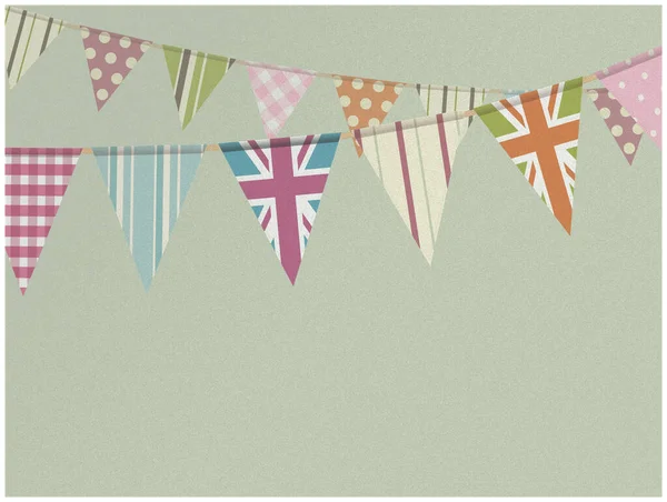 Copy Space Vintage Textured Green Background Retro Decorated Bunting — 스톡 벡터