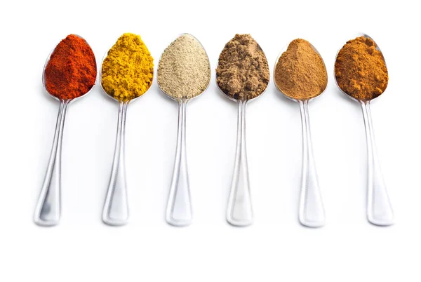 Various spices in spoons. — Stock Photo, Image