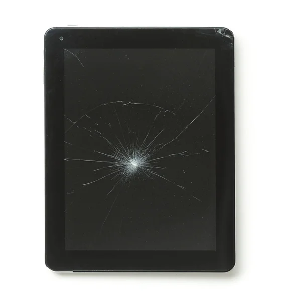 Tablet computer with broken screen. — Stock Photo, Image