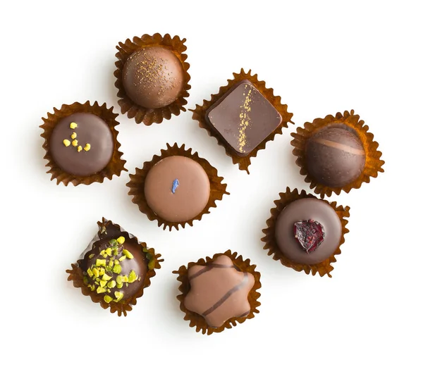Různé čokoládové pralinky. — Stock fotografie