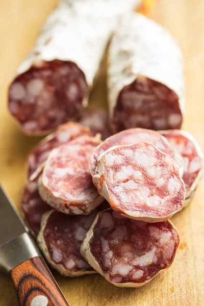 Tasty sliced salami. — Stock Photo, Image