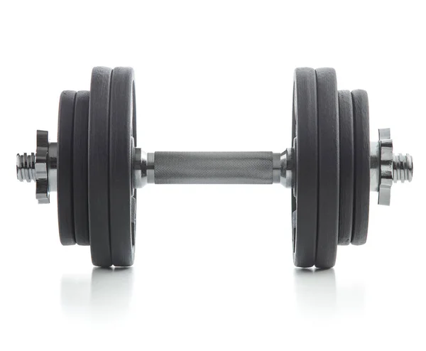 Black metal dumbbell. — Stock Photo, Image