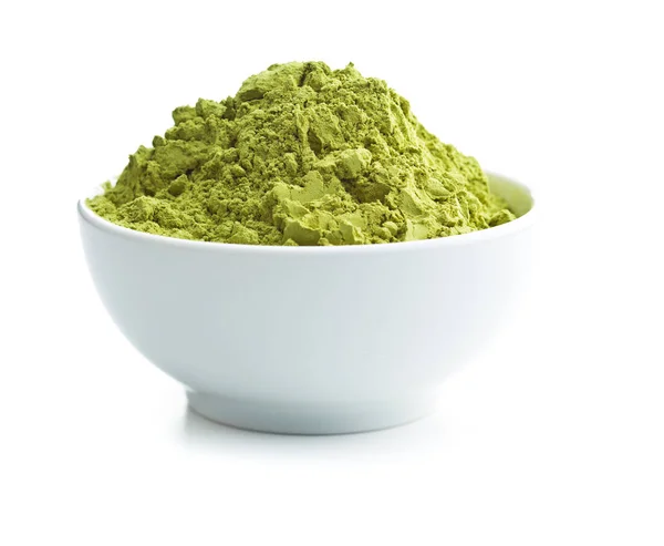 Pó de chá matcha verde. — Fotografia de Stock