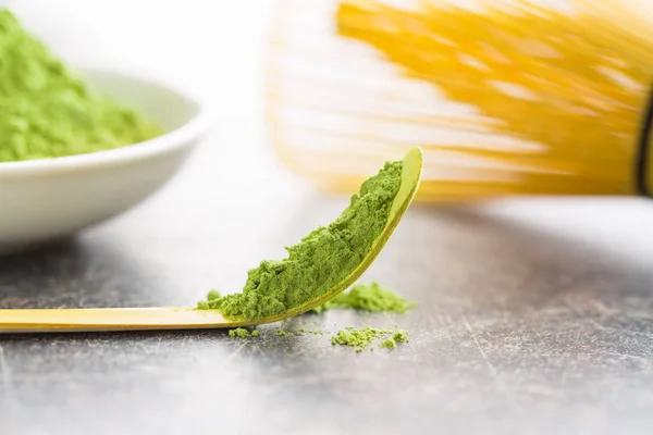 Green matcha tea powder. — Stock Photo, Image