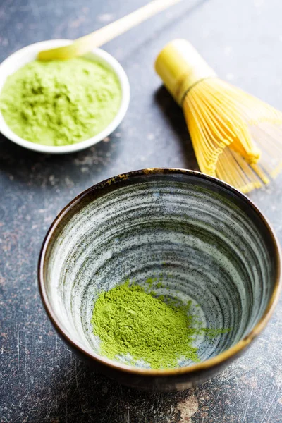 Grönt matcha te pulver. — Stockfoto