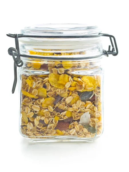 Lekkere zelfgemaakte muesli met noten. — Stockfoto