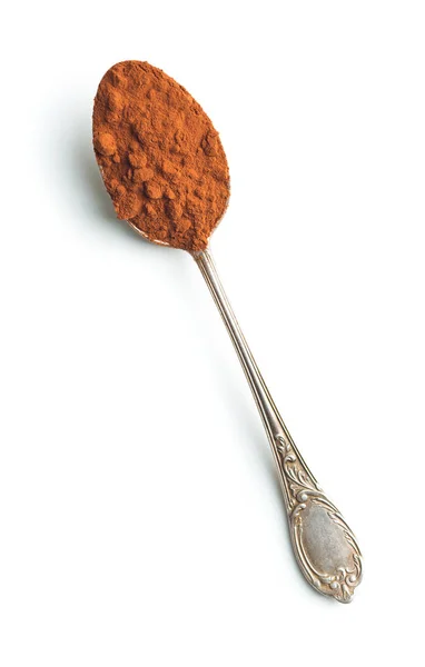 Cacao in polvere in cucchiaio . — Foto Stock