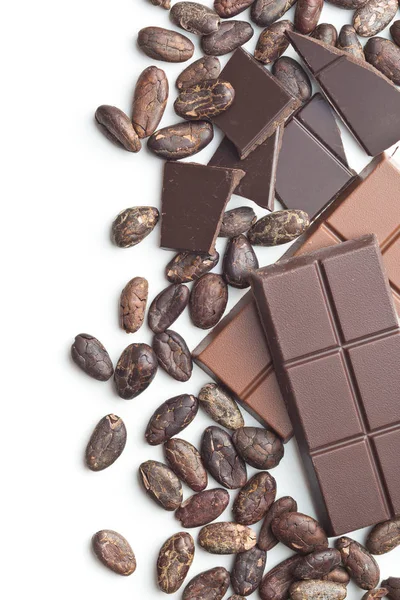 Σοκολάτα και κακάο φασόλια. — Φωτογραφία Αρχείου