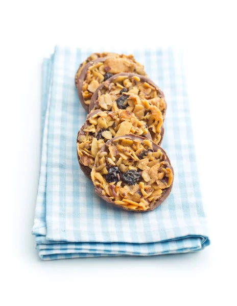 Chocolate chip cookies with nuts and raisins. — Stock Photo, Image