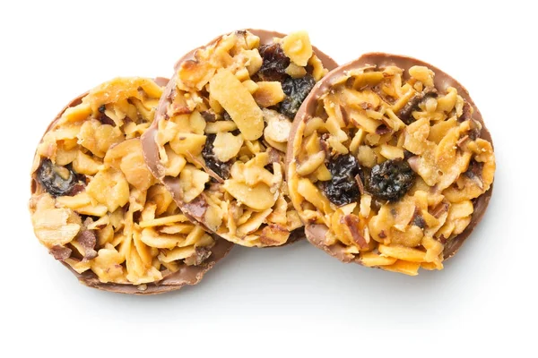 Schokoladenkekse mit Nüssen und Rosinen. — Stockfoto