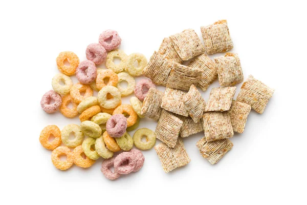 Breakfast cereal squares and ring.