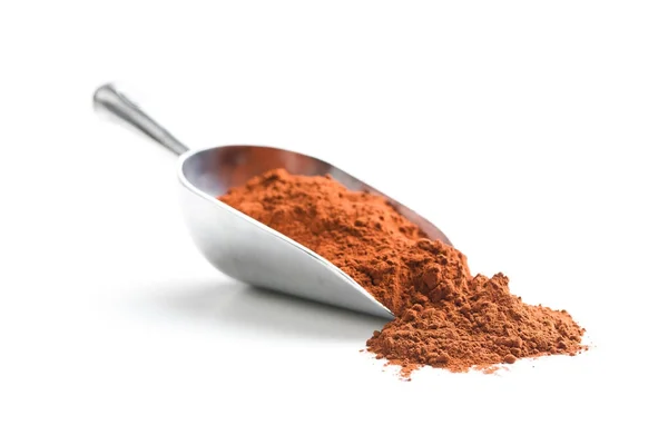 Sabroso cacao en polvo en cucharada . — Foto de Stock