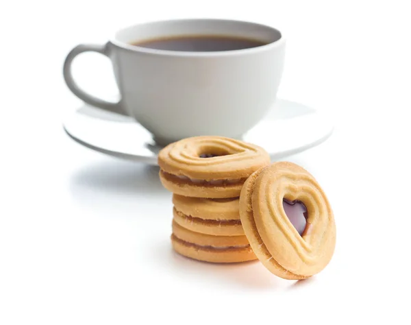 Söt gelé cookies och kaffekopp. — Stockfoto