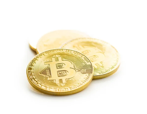 Bitcoins dorados. Criptomoneda . — Foto de Stock