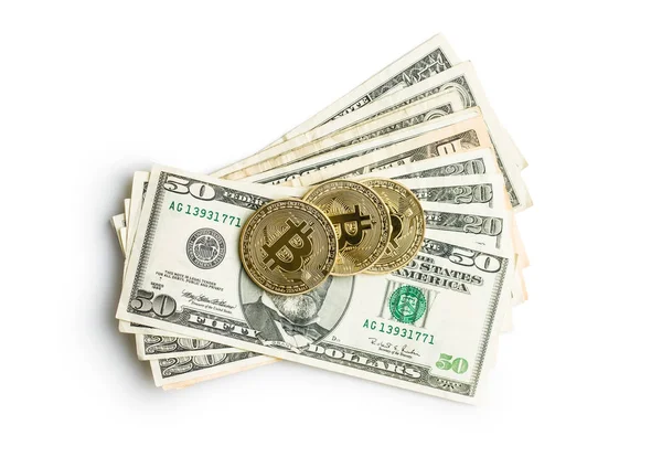 Zlatý bitcoiny. Kryptoměn. — Stock fotografie