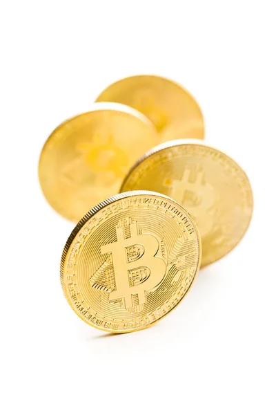 Bitcoins dorados. Criptomoneda . —  Fotos de Stock