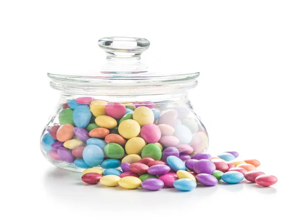 Colorful chocolate candies in jar. — Stock Photo, Image