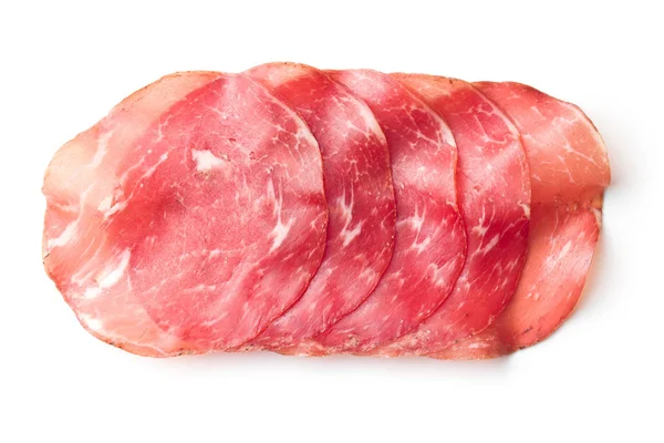 Crudo di prosciutto affettato . — Foto Stock