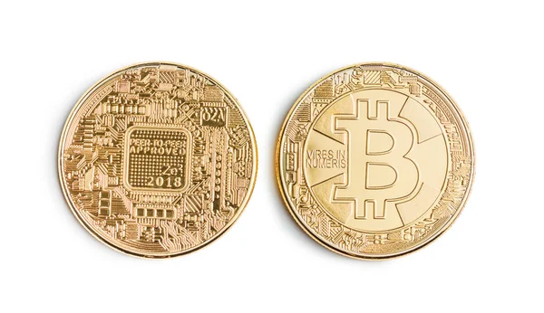 Bitcoins dorados. Moneda de criptomoneda . — Foto de Stock