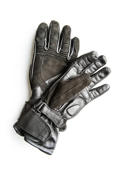 Чёрные мотоциклетные перчатки . — стоковое фото
