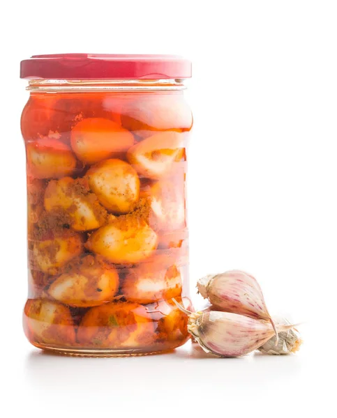 Tasty preserved garlic. — Stock Image Tasty preserved garlic. Royalty Free Stock Photos
