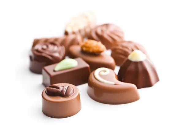 Blandade belgiska praliner. Choklad tryffel. — Stockfoto