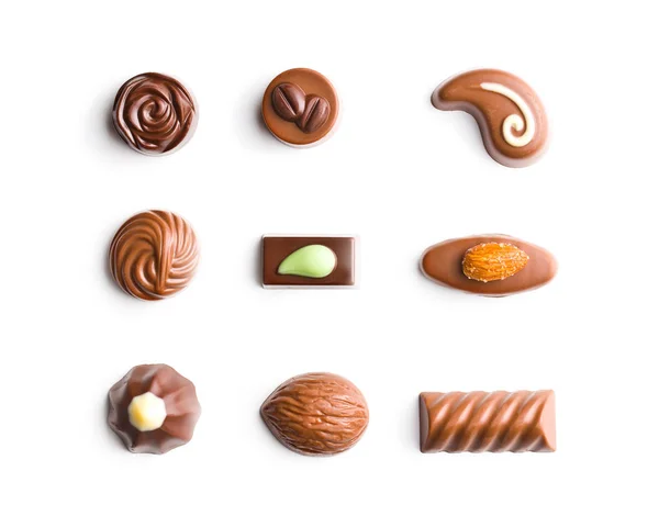 Mixed belgian pralines. Chocolate truffles. — Stock Photo, Image